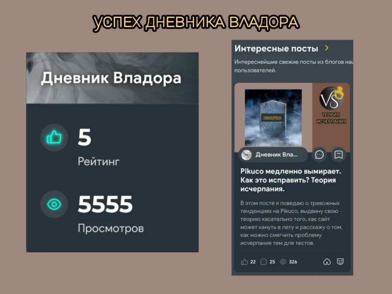 Слева - красивые показатели блога Владора 14 сентября, справа - пост Владора на главной странице сайта Слева - красивые показатели блога Владора 14 сентября, справа - пост Владора на главной странице сайта