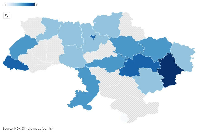 То же самое, но уже Украина. Тут в лидерах Донецкая, Закарпатская, Днепропетровская область + г.Киев (извиняюсь за качество карты, чуть кривые кордоны, особенно в приморских областях) То же самое, но уже Украина. Тут в лидерах Донецкая, Закарпатская, Днепропетровская область + г.Киев (извиняюсь за качество карты, чуть кривые кордоны, особенно в приморских областях)
