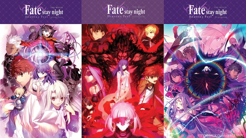 Fate/stay night : Heaven's Feels, Студия: Ufotable, Год: 2017-2020, Жанры: Экшен, Фэнтези, Сверхъестественное Хронометраж: 3 фильма по 2 часа Fate/stay night : Heaven's Feels, Студия: Ufotable, Год: 2017-2020, Жанры: Экшен, Фэнтези, Сверхъестественное Хронометраж: 3 фильма по 2 часа 