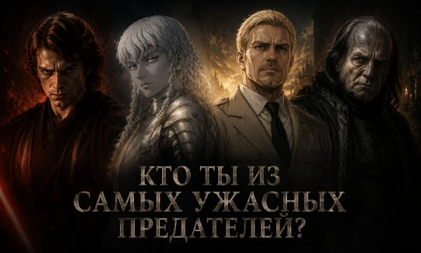 Узнай, кто из самых известных предателей поп-культуры скрывается внутри тебя. Каковы твои мотивы — великая мечта, месть за обиду или просто жажда комфорта? Пройди тест и раскрой свою тёмную сторону!