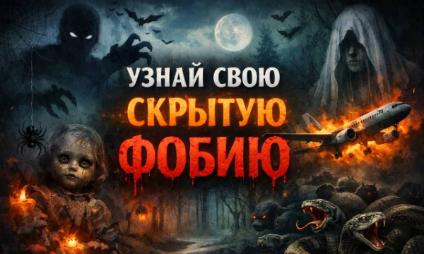 То, что пугает тебя больше всего, может скрываться глубже, чем ты думаешь. Ответь на вопросы - и узнай, какая фобия живёт в твоём подсознании
