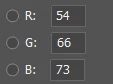 RGB 54, 66, 73. RGB 54, 66, 73.