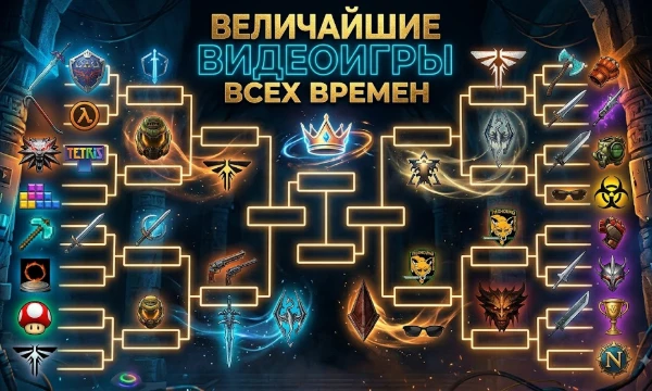 Турнир между 32 культовыми играми, сформировавшими индустрию и навсегда изменившими гейминг, выбери лучший вариант.