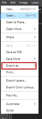 Чтобы сохранить картинку, нажмите на кнопку "File" и потом на "Export as" Чтобы сохранить картинку, нажмите на кнопку "File" и потом на "Export as"