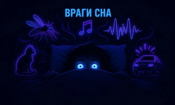 Ты ложишься спать, но мир решает иначе. Комары, соседи, коты, сирены - кто не даёт тебе уснуть? Пройди тест и узнай, кто твой главный враг этой ночью!