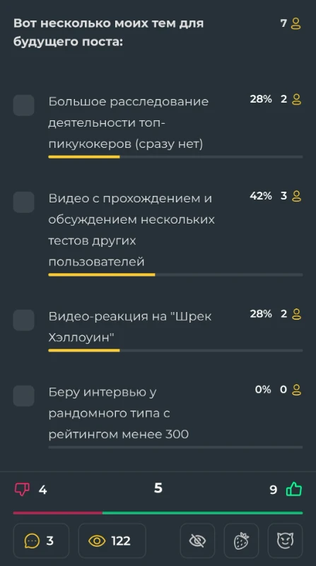 Кстати, интересный факт. Я действительно сделал пост на одну из предложенных тем (что редкость, потому что подобные опросы я всегда пишу прикола ради) - и это единственный вариант, который не набрал голосов. Вот такой вот парадокс Кстати, интересный факт. Я действительно сделал пост на одну из предложенных тем (что редкость, потому что подобные опросы я всегда пишу прикола ради) - и это единственный вариант, который не набрал голосов. Вот такой вот парадокс