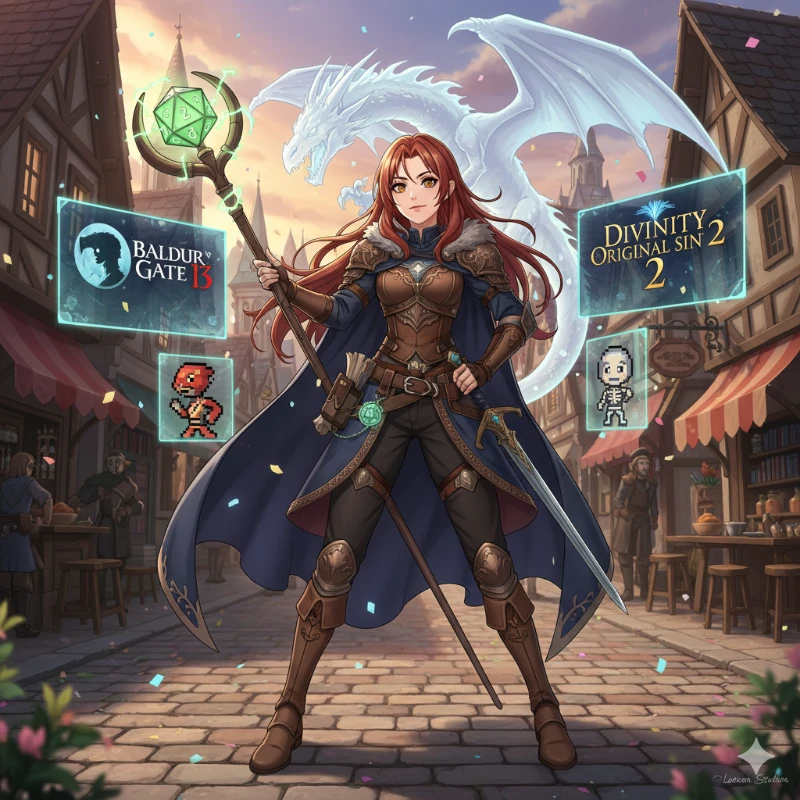 А вот тут Gemini меня порадовал. Larian-тян выглядит как DnDшный приключенец с посохом, на конце которого изображается двадцатигранная кость. А вот тут Gemini меня порадовал. Larian-тян выглядит как DnDшный приключенец с посохом, на конце которого изображается двадцатигранная кость.