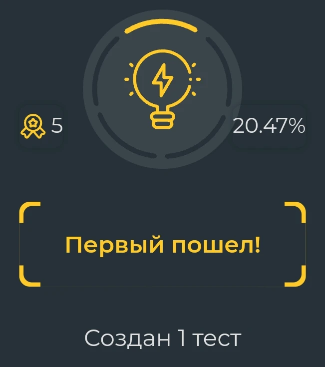выдаётся за создание 1 теста выдаётся за создание 1 теста