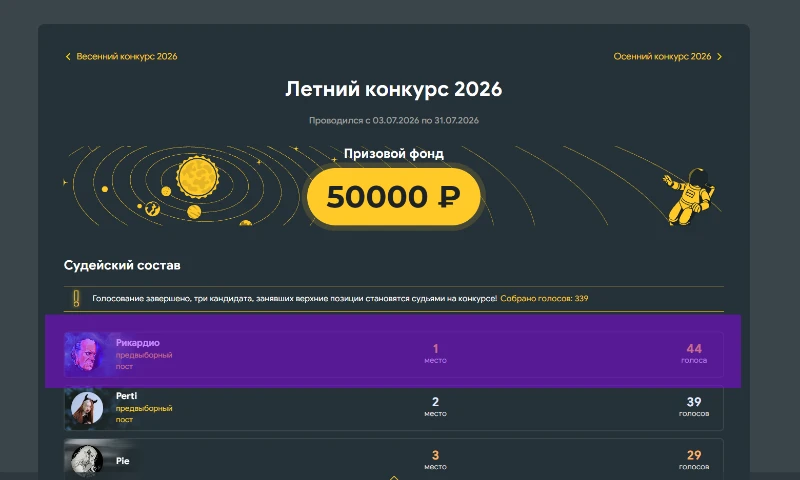Конкурсы. Топ 10 рекордов судей. Конкурсы. Топ 10 рекордов судей.