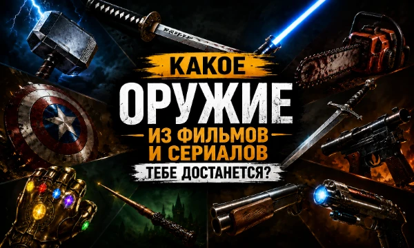 У каждого оружия есть своя история, характер и особая атмосфера. Пройди тест и узнай, какое культовое оружие из фильмов и сериалов оказалось бы твоим