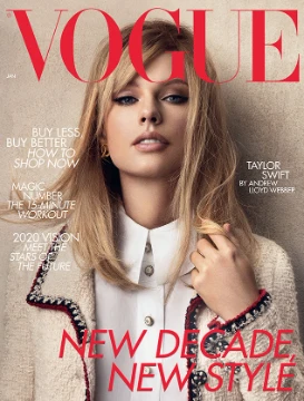 British Vogue is a monthly lifestyle magazine. Taylor Swift was the cover of British Vogue for the November 2014, January 2018, and January 2020 issues. 