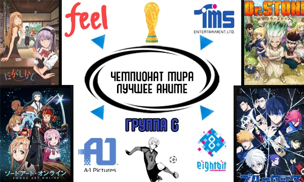 Пипау-чикиряу! 48 студий сразятся за Кубок Мира лучших аниме. На данный момент ГРУППОВОЙ ЭТАП: 12 групп [A-L]. От каждой студии будет по 8 работ. Группы определялись рандомно.