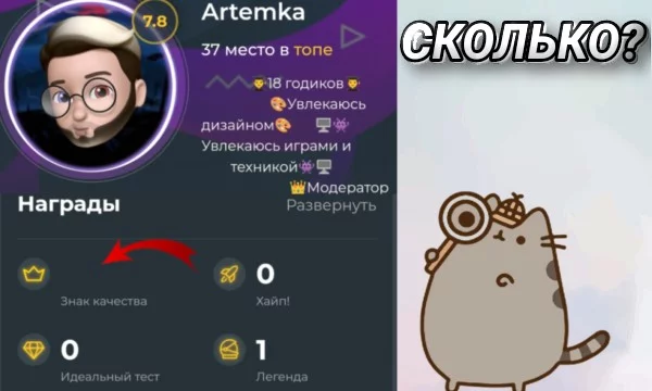 При создании тестов вы можете номинировать его на различные награды. После чего, администрация проверит ваши заявки и вынесет вердикт. 
