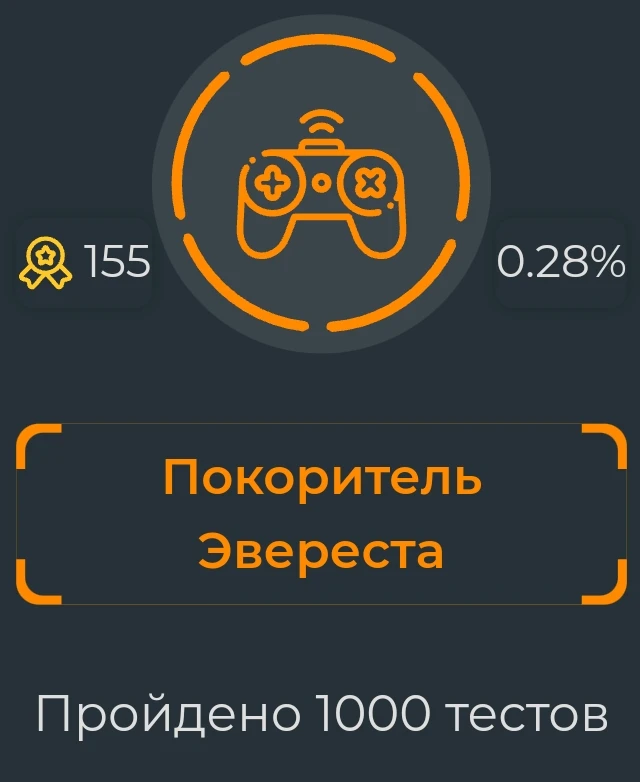 выдаётся за прохождение 1000 тестов выдаётся за прохождение 1000 тестов