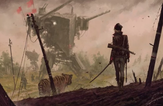 Польский художник рисует свои картины в жанре исторического фэнтези XIX-XX века. Вся его сюжетная линия повествует об альтернативной истории Европы, где люди, роботы, оборотни и ведьмак живут в одном.