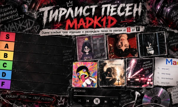 Оцени каждый трек MadKid отдельно и распредели песни по рангам от S до F. Какие треки  абсолютный топ, а какие лучше больше не включать?