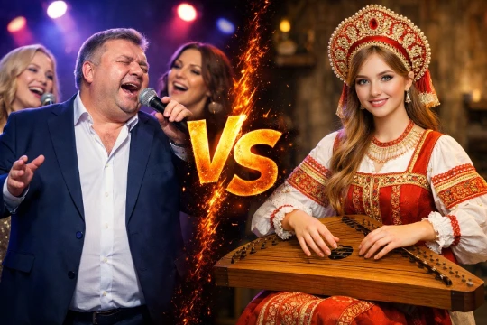 Выбери стиль, который тебе больше по душе, подобрал наиболее известные песни обоих жанров. (Под русской народной я имею ввиду стиль, сами песни могут быть авторскими)