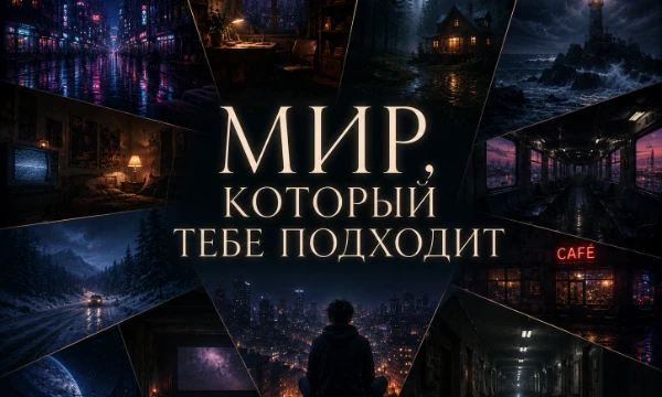 Здесь нет правильных или неправильных ответов — только миры/места с разной атмосферой и настроением. Выбири тот мир/место, что кажется тебе ближе, который подходит тебе больше всего.